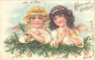 1906 Karácsonyi üdvözlet / Christmas greeting. Emb. litho