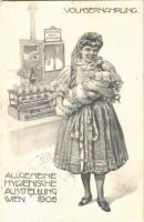 1906 Wien, Allgemeine Hygienische Ausstellung, Volksernährung, Kinder Brutapparat / General hygienic exhibition in Vienna, folk nutrition, childrens incubator s: Th. Zasche