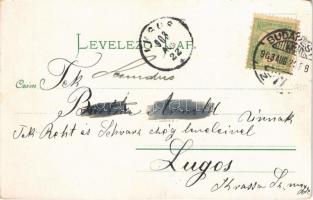 1903 Budapest, Ferenc József híd. Art Nouveau, floral, litho (EK)