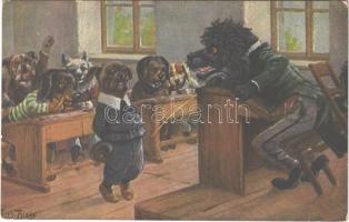 Kutya iskola / Dog school. T.S.N. Serie 1861. s: Arthur Thiele