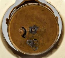 Lant formájú asztali óra. XIX. sz. Fajansz test, bukolikus jelenettel. Levonóképes. Réz óratok madár...