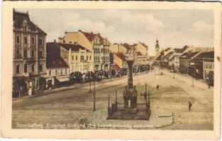 1931 Szombathely, Erzsébet királyné út, Szentháromság szobor, Weltner üzlete (fl)