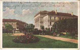 Sopron, Széchenyi tér a kaszinóval. Művészlevelezőlap Hausner H. 7032/6. (EK)