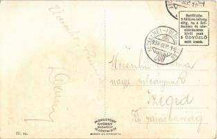 1939 Izsák, Református templom és iskola, Szabadság tér, Piactér, üzletek, Hősök szobra, emlékmű + &...