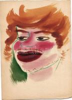 Ruszkay György (1924-1998): Női arcok 3 db rajz tempera, papír 15x20 cm