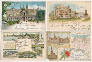 12 db RÉGI hosszúcímzéses külföldi város képeslap, több lithoval / 12 pre-1900 European town-view postcards, many litho