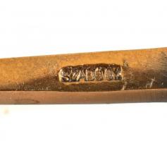 Szabó Gyula (?-): Retro iparművész réz gyertyatartók 3 db. Jelzettek. 22 cm