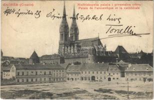 1904 Zagreb, Zágráb; Nadbiskupska palaca i prvostolna crkva / Palais de l'arcneveque et la cathédrale / bishop's palace and cathedral (EK)