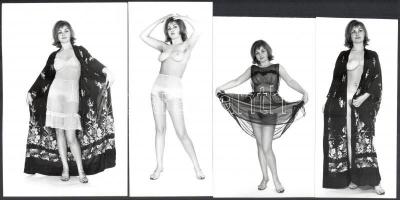 cca 1974 Mutatta is meg nem is, szolidan erotikus felvételek, 4 db vintage fotó, 18,3x11,8 cm és 17x7,6 cm