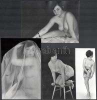 cca 1973 Mónika mindig szívesen fotózkodott, szolidan erotikus felvételek, 4 db vintage fotó, 16,5x11 cm és13,8x5,5 cm