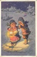 Fröhliche Weihnachten! / Children art postcard with Christmas greeting. B.K.W.I. 2?53-4. s: K. Feiertag (EK)
