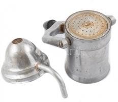 Retró fém kotyogós kávéfőző, enyhén kopottas, m: 20 cm