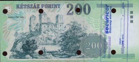 2004. 200Ft 8-as lyukasztással "Securicor" biztonság ellenőrző bélyegzővel(blankó!) ellátv...