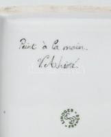 Limoges Japán mintás porcelán hamutál. Kézzel festett, jelzett, hibátlan. 16x20 cm