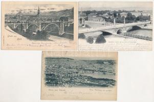 6 db RÉGI svájci város képeslap vegyes minőségben / 6 pre-1940 Swiss town-view postcards in mixed qu...