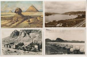 12 db RÉGI külföldi város képeslap vegyes minőségben / 12 pre-1945 European and Egyptian town-view postcards in mixed quality