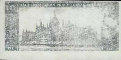 1926. 10P fázis, hátlapi teljes nyomat, előlapon hátlap részben hiányos fekete nyomata T:nyomdai áll...