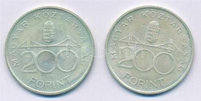 1994. 200Ft Ag "Deák" (2x) T:2 patina Adamo F13.1