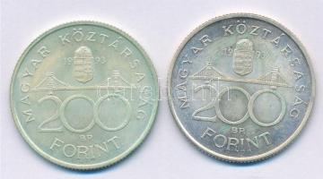 1993. 200Ft Ag "MNB" (2x) T:2 patina Adamo F13