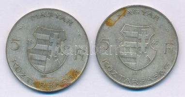 1947. 5Ft Ag "Kossuth" (2x) T:3 patina Adamo F8.1