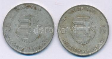 1947. 5Ft Ag "Kossuth" (2x) T:3 patina Adamo F8.1
