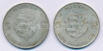 1947. 5Ft Ag "Kossuth" (2x) T:3 patina Adamo F8.1