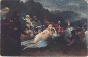 Faust / Erotic nude lady art postcard. Moderner Kunst-Verlag 2135. s: Fantin-Latour (kopott sarkak / worn corners)