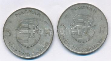 1947. 5Ft Ag "Kossuth" (2x) T:3 patina Adamo F8.1