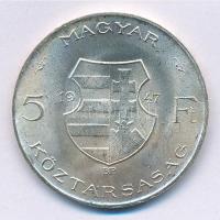 1947. 5Ft Ag "Kossuth" T:1,1- kis patina Adamo F8.1