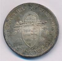 1938. 5P Ag "Szent István" T:2 patina Adamo P8.1