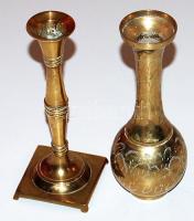 Réz gyertyatartó és váza 17 cm magasak