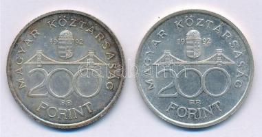 1992. 200Ft Ag "MNB" (2x) T:1-,2