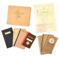 cca. 1933-1972 vegyes okmányok (Munkakönyv, tanulmányi értesítő, leckekönyv stb.) 9 db