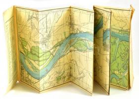 cca 1930 Vízisporttérképek: 13. sz., Duna Paks-Mohács, 30 km, tervezte és kiadja: M. Kir. Államit Térképészet, 24x200 cm