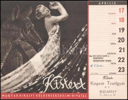 1938 Magyar Királyi Külkereskedelmi Hivatal 1938-as naptára, a borítón Klaudinyi László (1904-1984) ...