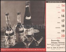 1938 Magyar Királyi Külkereskedelmi Hivatal 1938-as naptára, a borítón Klaudinyi László (1904-1984) ...