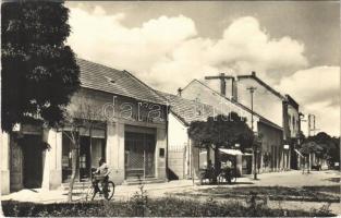 1961 Vágsellye, Sellye, Schelle, Sala nad Váhom; Cukraren / cukrászda, utca, kerékpár / confectionery, street view, bicycle (EK)