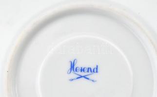 Herendi zöld virág mintás mokkás készlet. Kézzel festett, jelzett, kopott