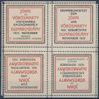 1925 Jókai és Vörösmarty emlékünnepély 4 darabos levélzáró kisív