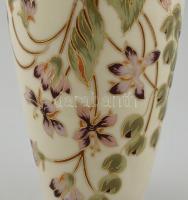 Zsolnay virág mintás porcelán váza. Kézzel festett, jelzett (Rubinszki Rita), hibátlan  m:27  cm