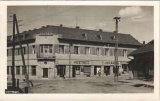 1936 Korompa, Krompachy; Hostinec, Lekáren / vendéglő, gyógyszertár, üzlet / inn, pharmacy, shop. photo