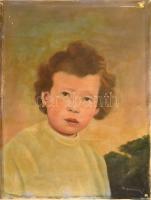 Olvashatatlan (Kom...?) jelzéssel: Kislány portréja. Olaj, vászon. 40x30 cm