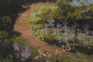 Kovács jelzéssel: Hazafelé. Olaj, karton. Bal felső sarkában kissé sérült. 16,5x23 cm