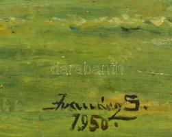 Olvashatatlan jelzéssel. Alpesi táj. Olaj, karton. Kissé sérült. 23,5x33 cm