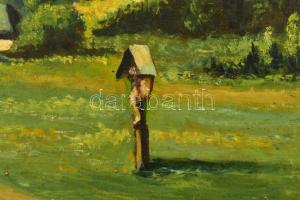 Olvashatatlan jelzéssel. Alpesi táj. Olaj, karton. Kissé sérült. 23,5x33 cm