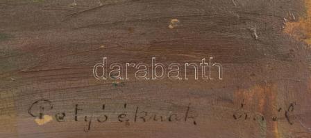 Jelzés nélkül. Napfényes tanya. Olaj, karton. Sérült. 23x33,5 cm