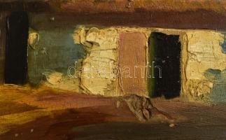 Jelzés nélkül. Napfényes tanya. Olaj, karton. Sérült. 23x33,5 cm