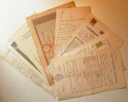 1918-1962 8 db okmány, Polgári leányiskolai bizonyítvány, néhányon okmánybélyeg