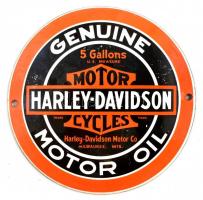 Harley Davidson régi zománcozott fémtábla, apró kopásnyomokkal, d: 12 cm