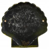 Shell festett öntöttvas tábla, kopásokkal, 16,5x17 cm